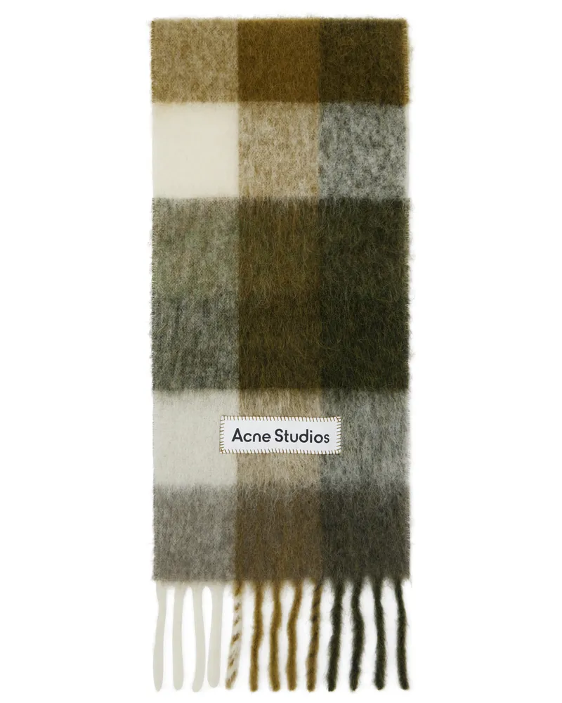 Acne Studios Khaki Mohair Checked Scarf Did