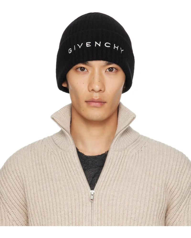 Givenchy Black 'Givenchy' 4G Embroidered Beanie Black