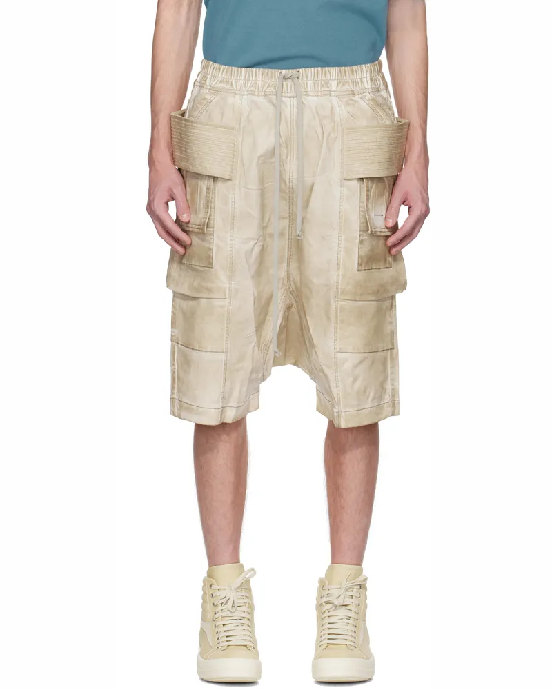 DRKSHDW by Rick Owens Beige Hollywood Creatch Cargo Pods Denim Shorts 81
