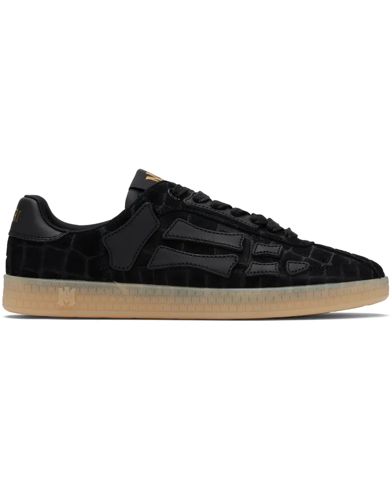 Amiri Black Croc Debossed Pacific Bones Sneakers Black