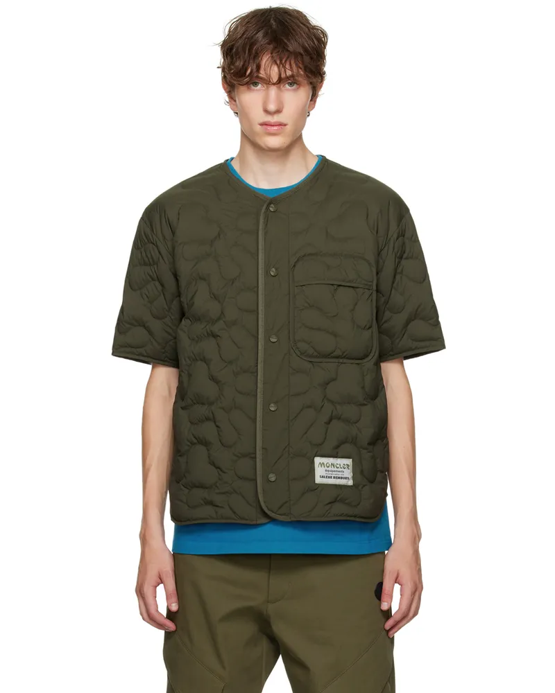 Moncler Moncler x Salehe Bembury Green Press-Stud Down Jacket 83c