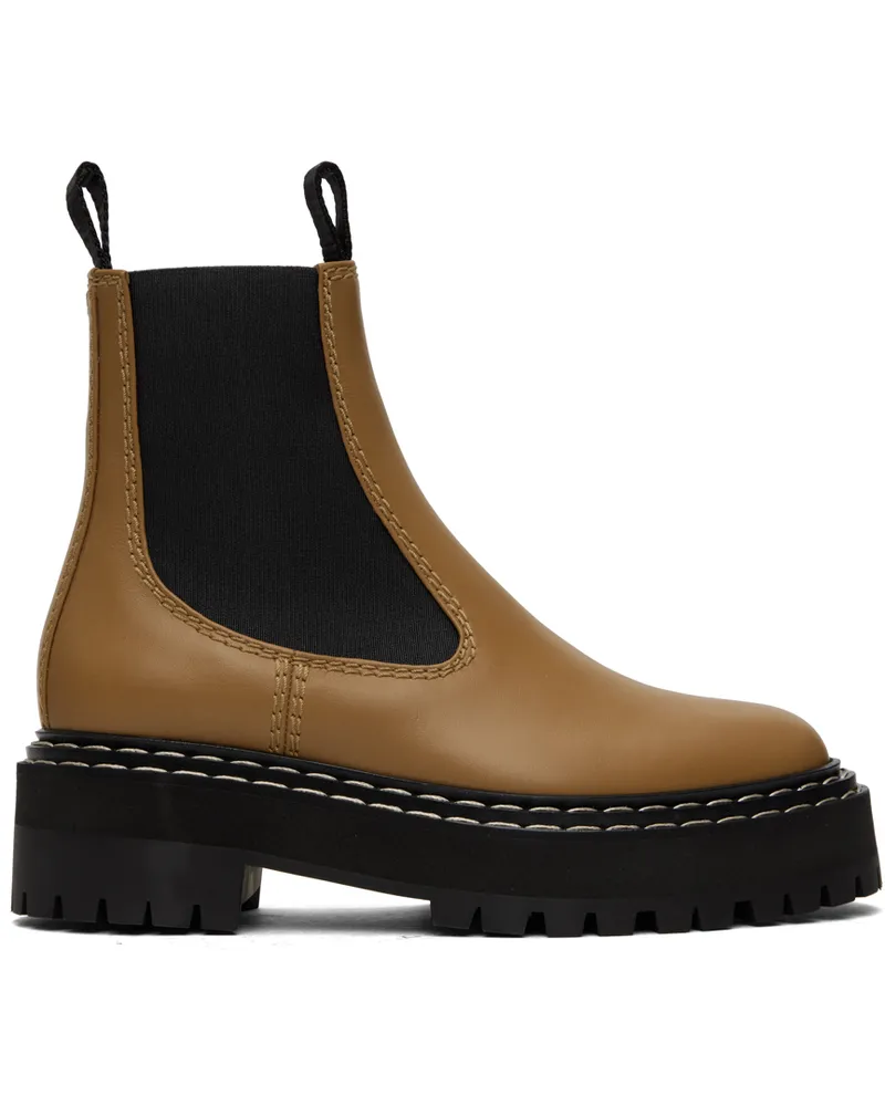 Proenza Schouler Tan Platform Chelsea Boots 508