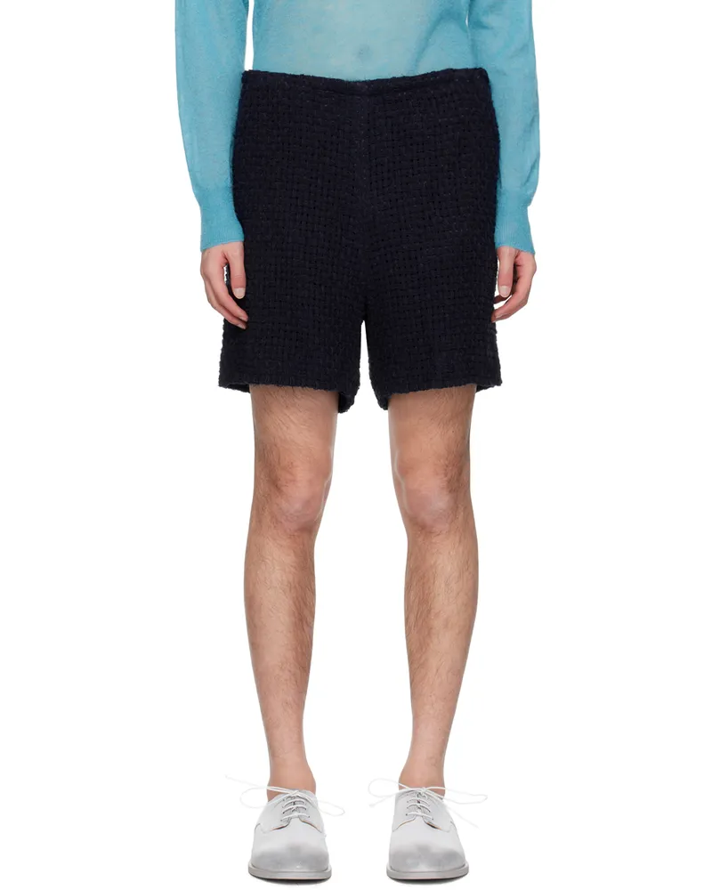 AURALEE Navy Homespun Shorts Navy