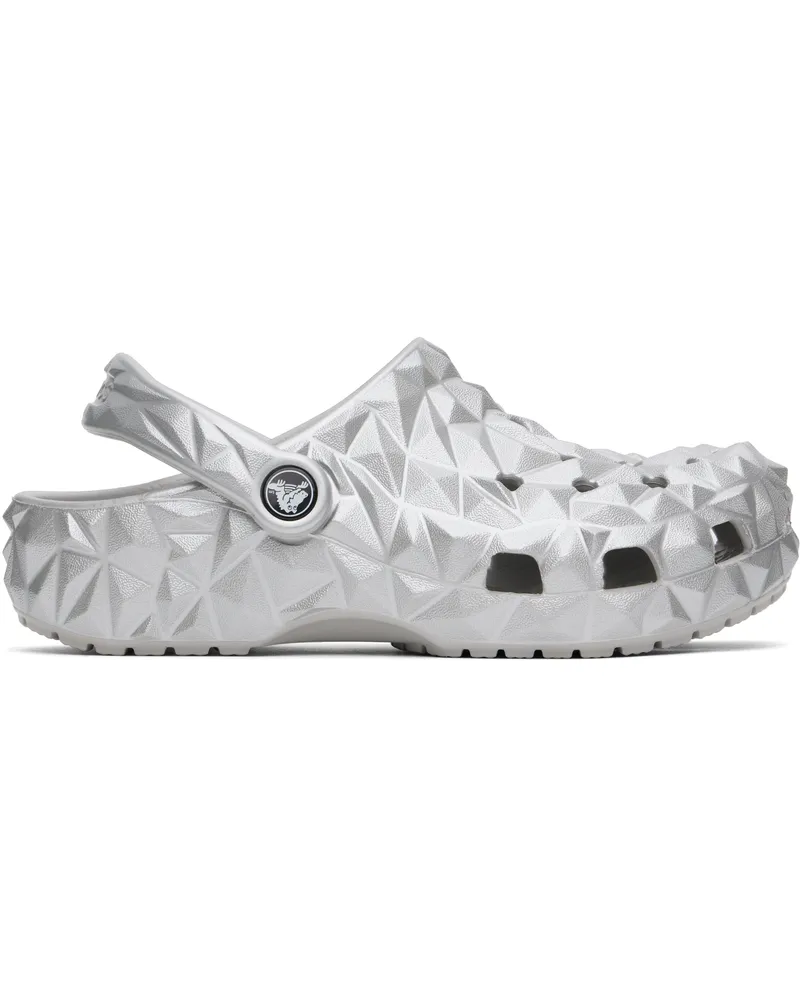 Crocs Silver Classic Metallic Geometric Clogs Silver