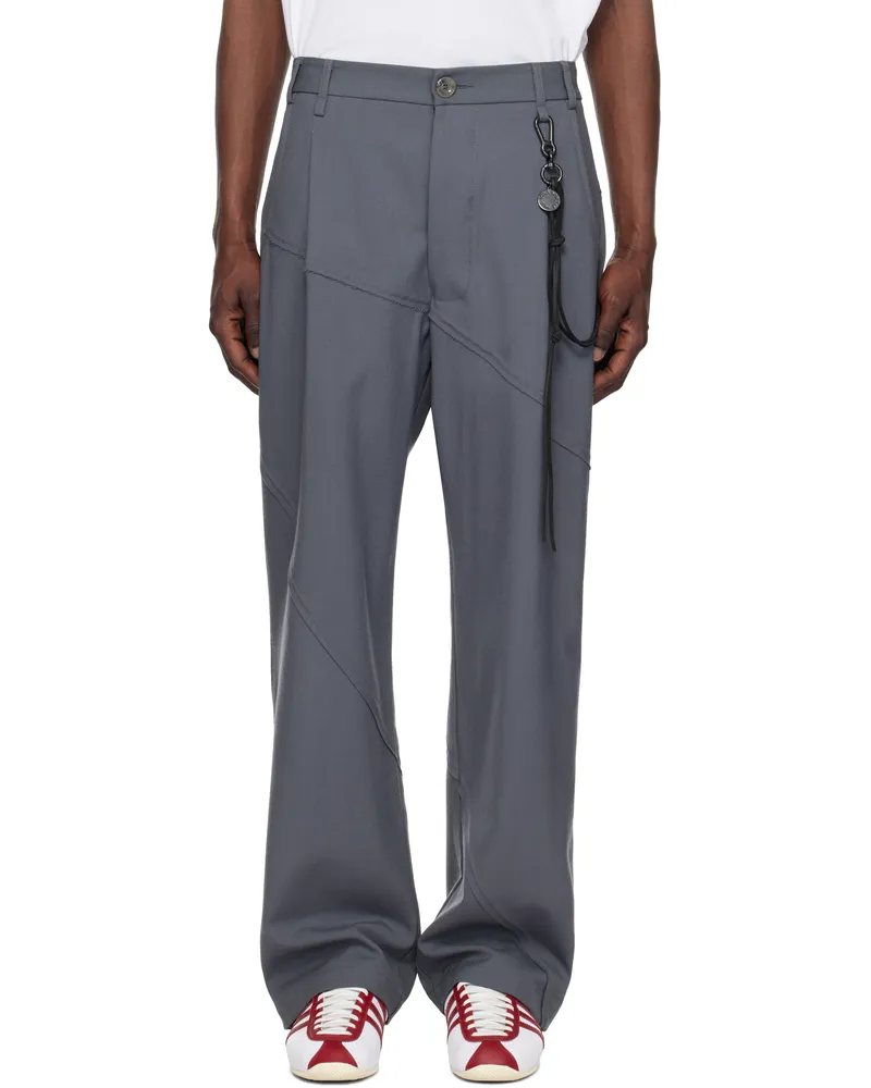Song For The Mute Gray Slash Loose Pleated Trousers Grey
