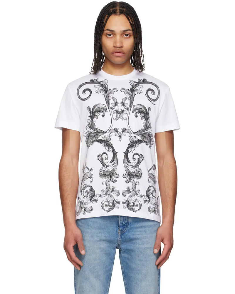 Versace Jeans White Outline Barocco T-shirt E003-white