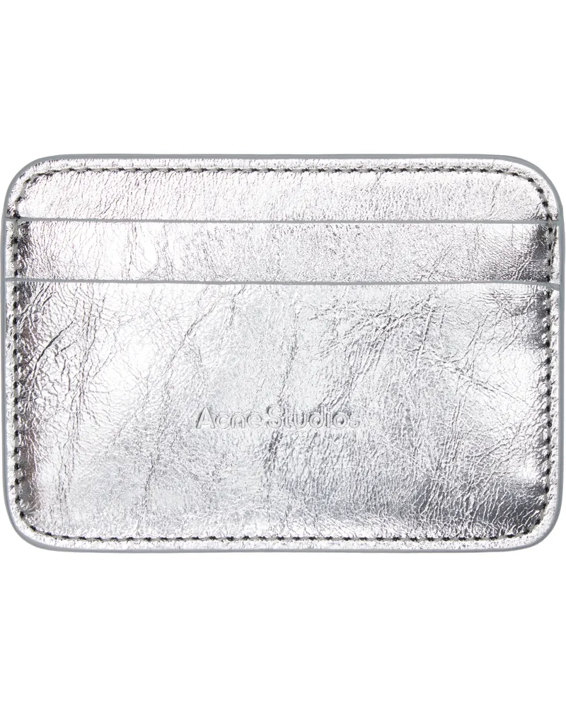 Acne Studios Silver Embossed-Logo Card Holder Aae