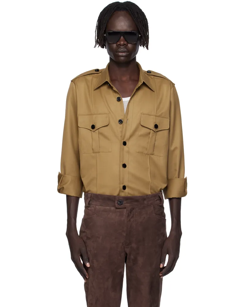 Ernest W. Baker Tan Military Overshirt Camel