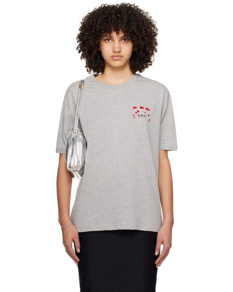A.P.C. Gray Hearts T-Shirt Pla