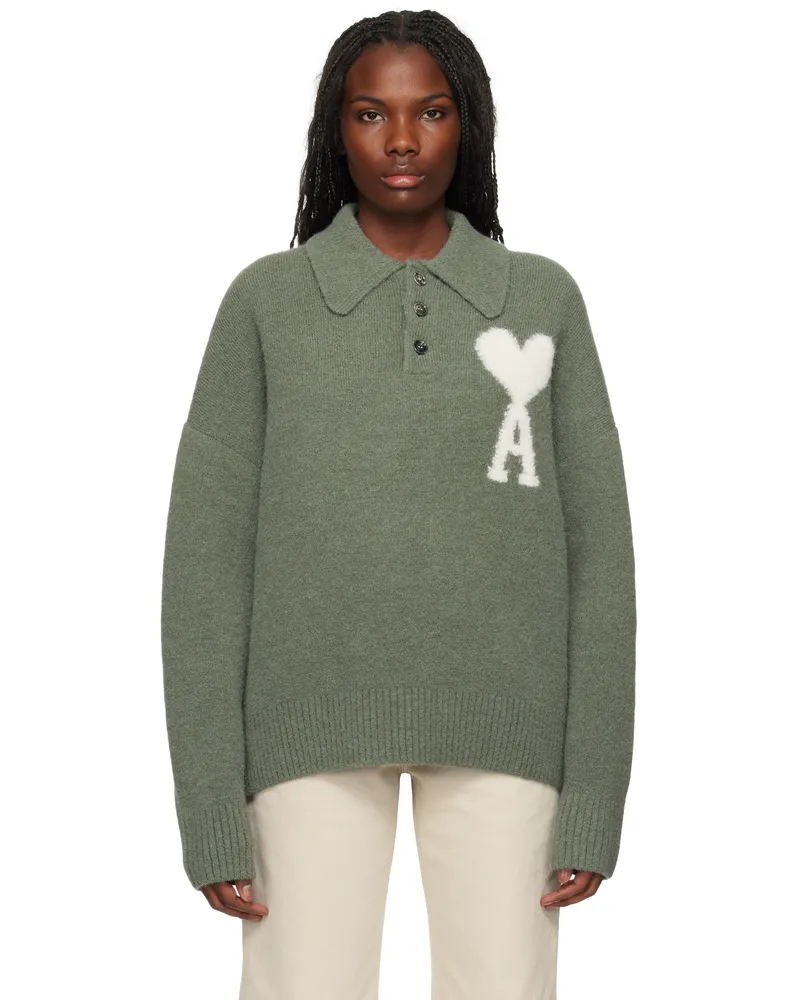 AMI Paris Green Ami de Coeur Polo Antique