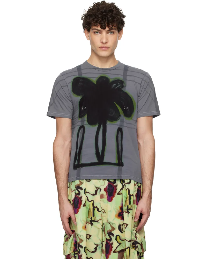 Collina Strada Blue Plaid Pierced T-shirt Midnight