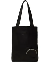 Yohji Yamamoto Black Soft Leather Clasp Tote Black