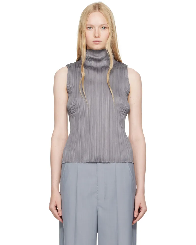 Issey Miyake Gray Ramie Pleats Top 12