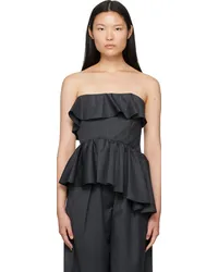 Kika Vargas Gray Ruffled Camisole Charcoal