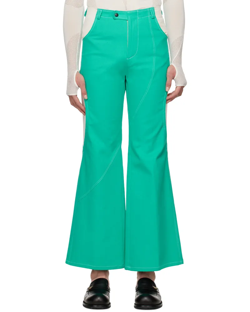 HEAD OF STATE Green & White Ojo Trousers Green