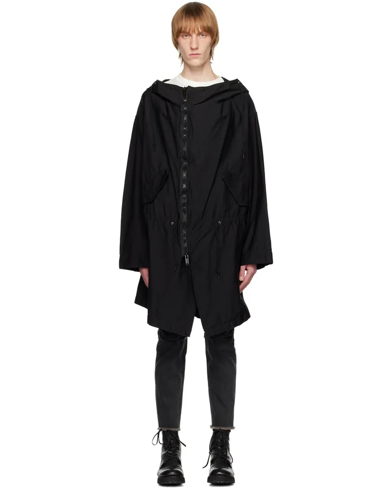 Undercover Black Offset Zip Coat Black
