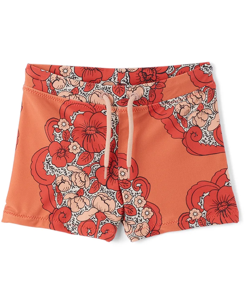 Mini Rodini Kids Red Flowers Swim Shorts Red