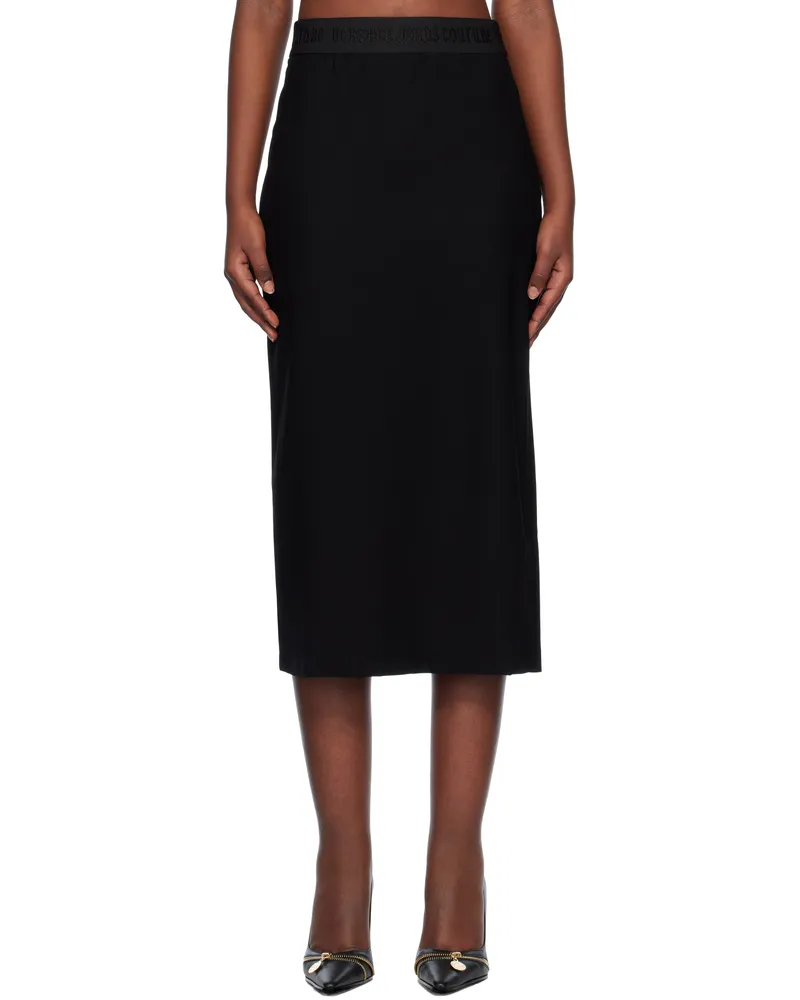 Versace Jeans Black Logo Pencil Midi Skirt E899