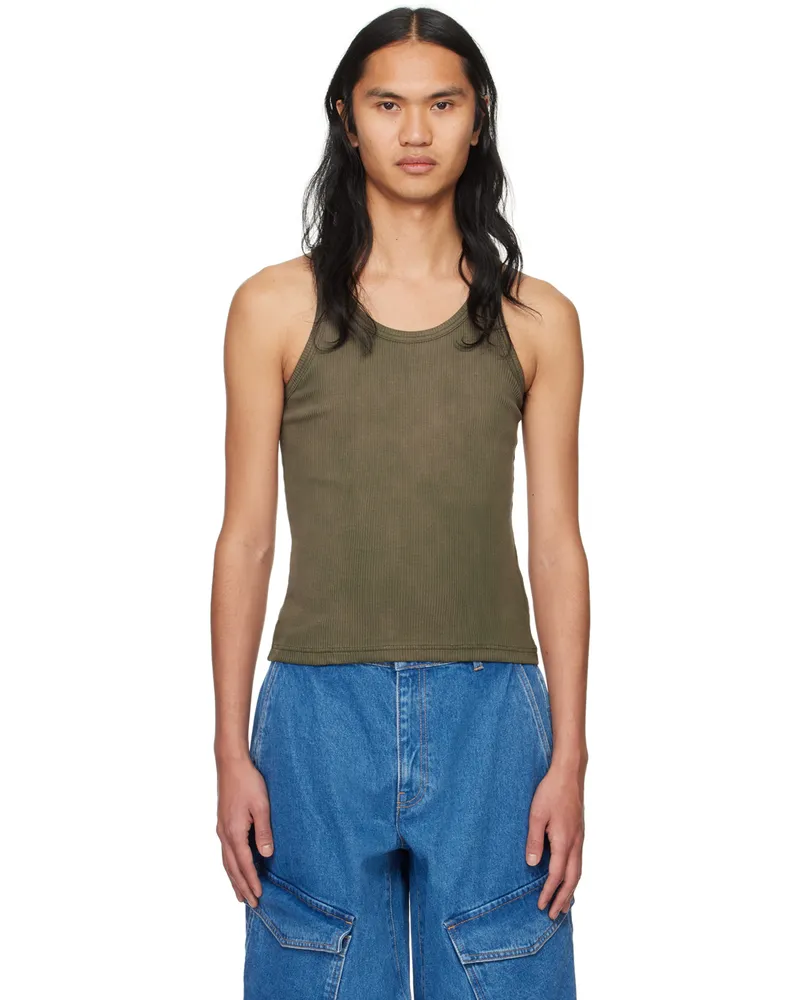 Dion Lee Khaki Sprayed Rivet Tank Top Washed
