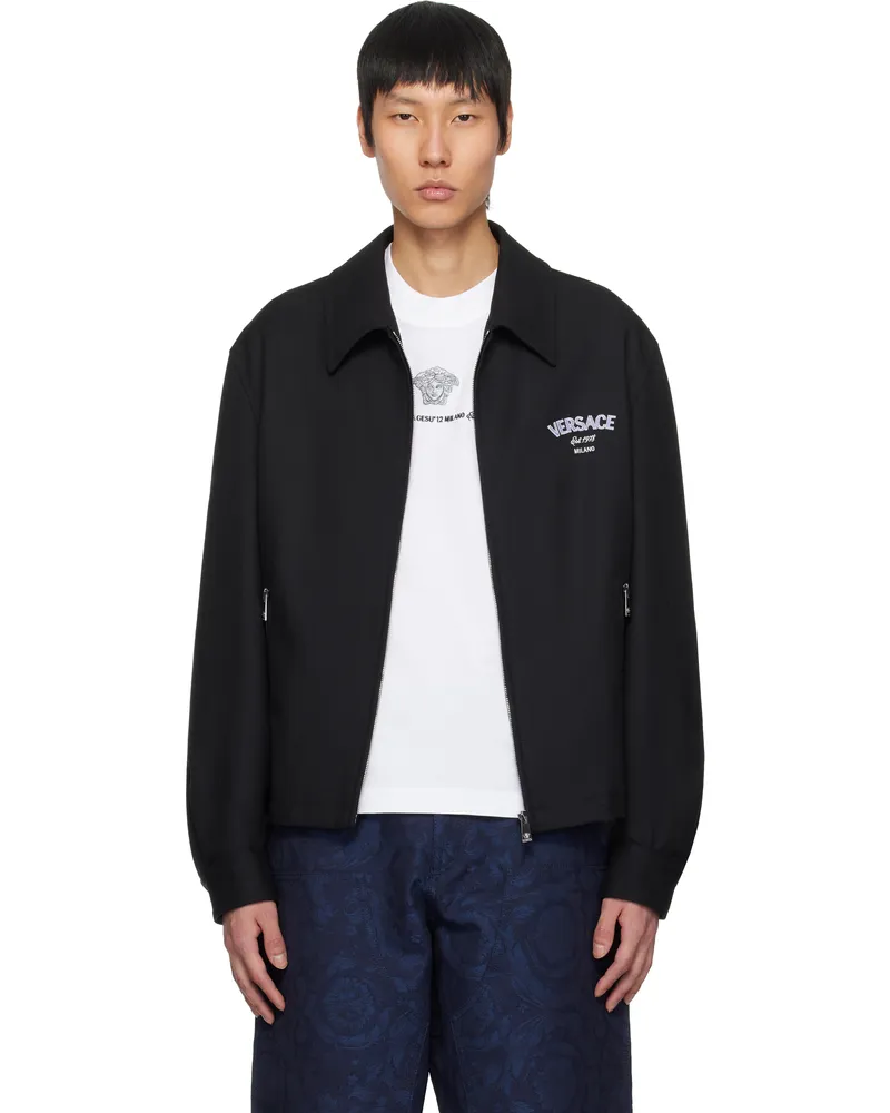 Versace Black Medusa Gallery Wool Blouson Jacket 1b000-black