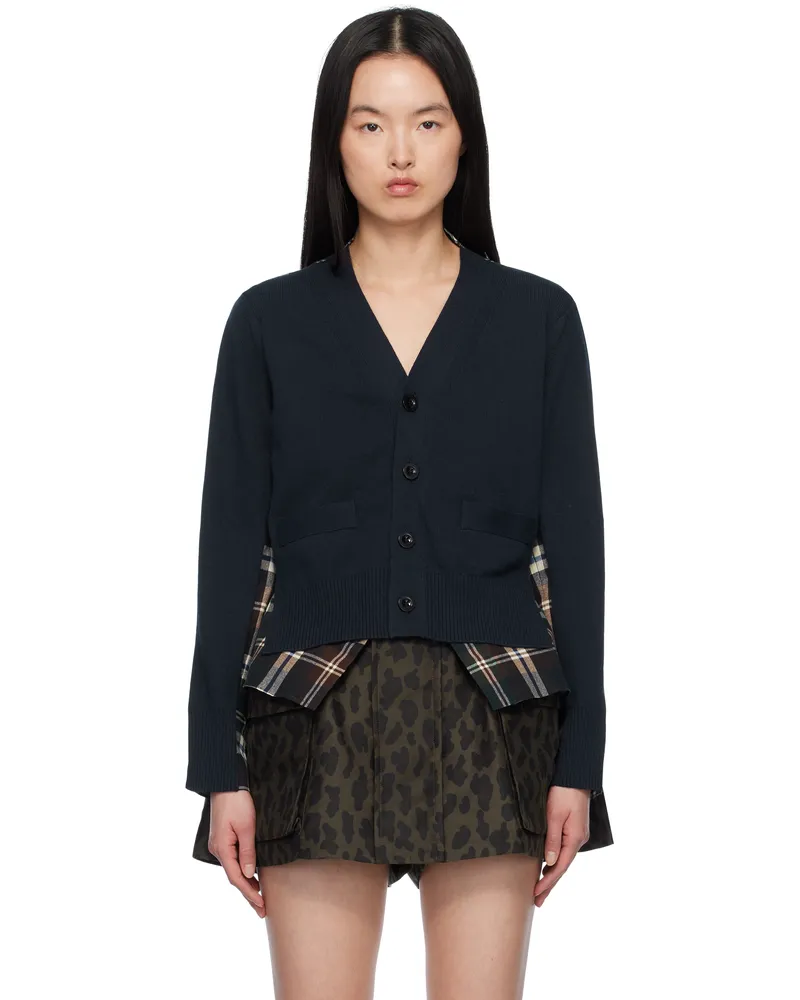Sacai Navy & Green Cardigan 564