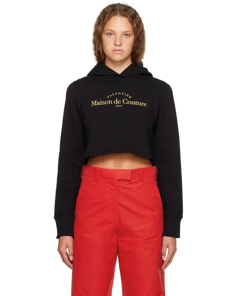 Valentino Garavani Black Embroidered Hoodie 0no