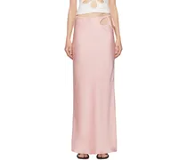Pink Floral Cutout Maxi Skirt