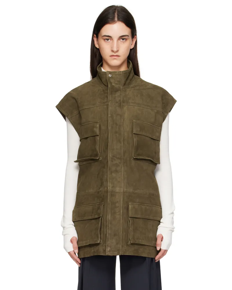FRANKIE Shop Khaki Turin Cargo Suede Vest 404
