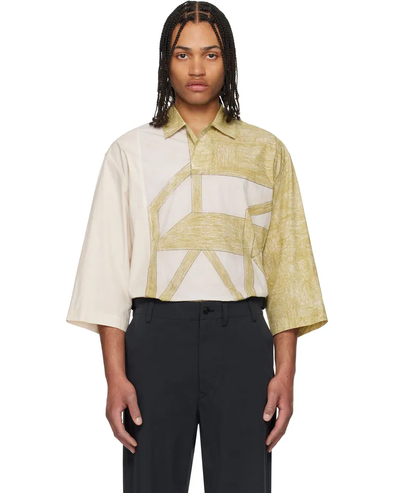 Christophe Lemaire Off-White & Green Short Sleeve Polo Mu346