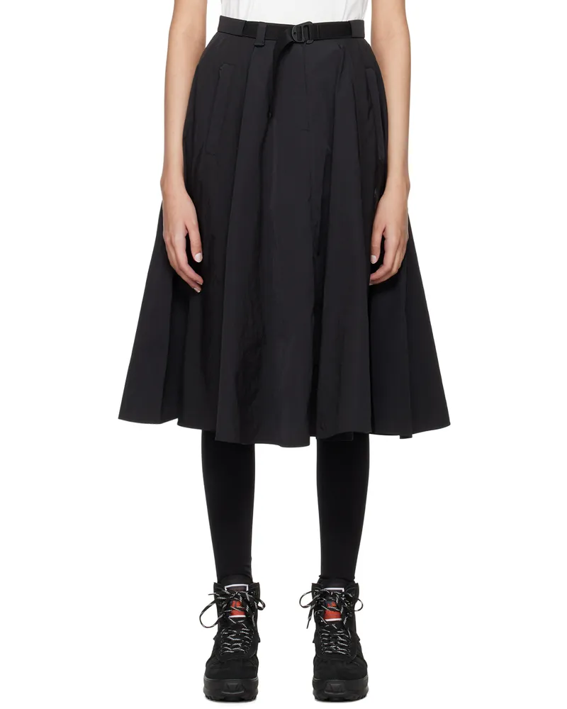 Moncler Black Belted Midi Skirt 999