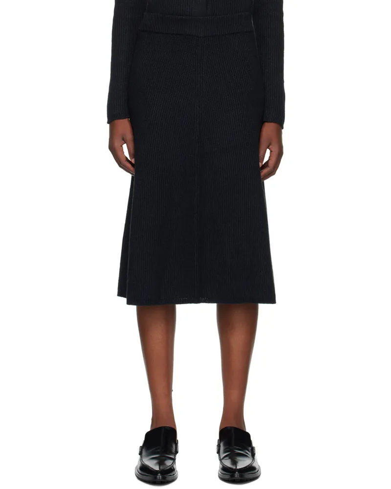 Joseph Black Flared Midi Skirt 10
