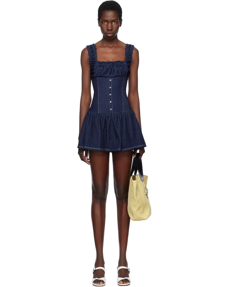 Frankies Bikinis Navy Christa Denim Minidress Blue