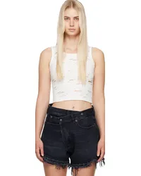 R13 White Distressed Tank Top Ecru