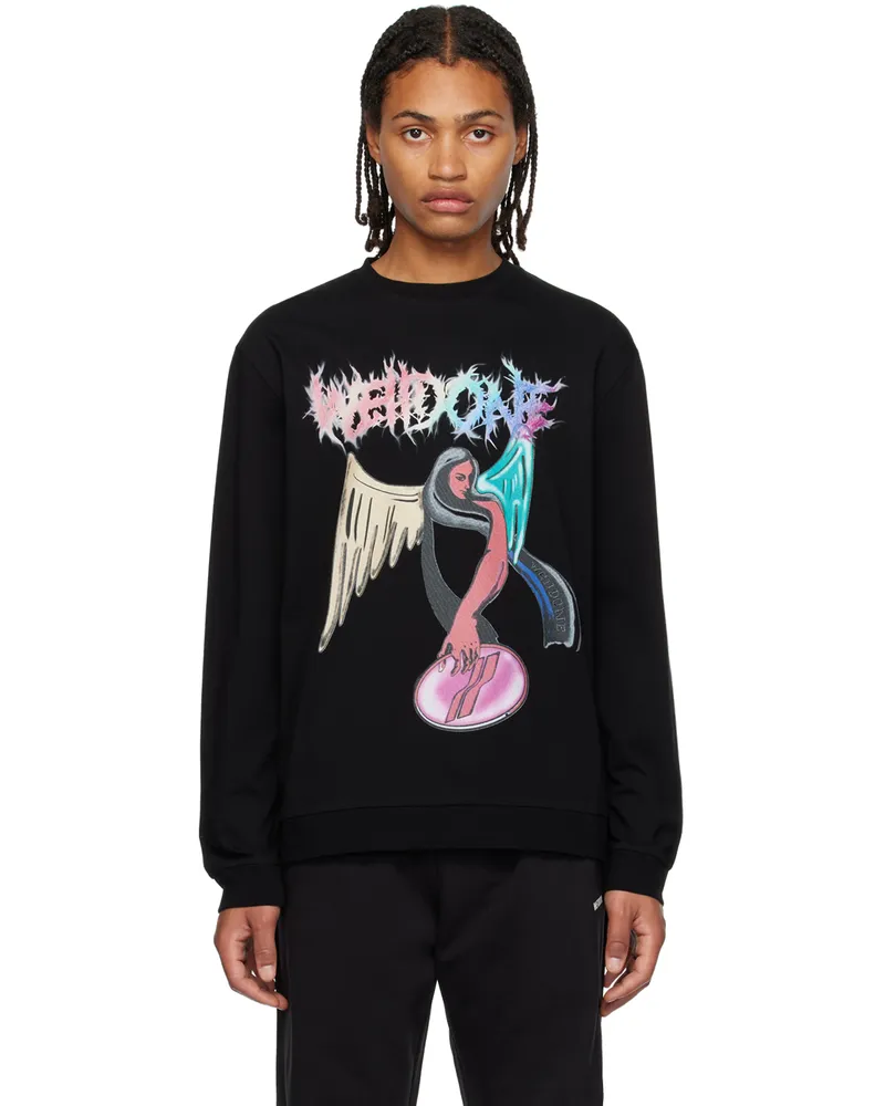 WE 11 DONE Black Printed Sweatshirt Black