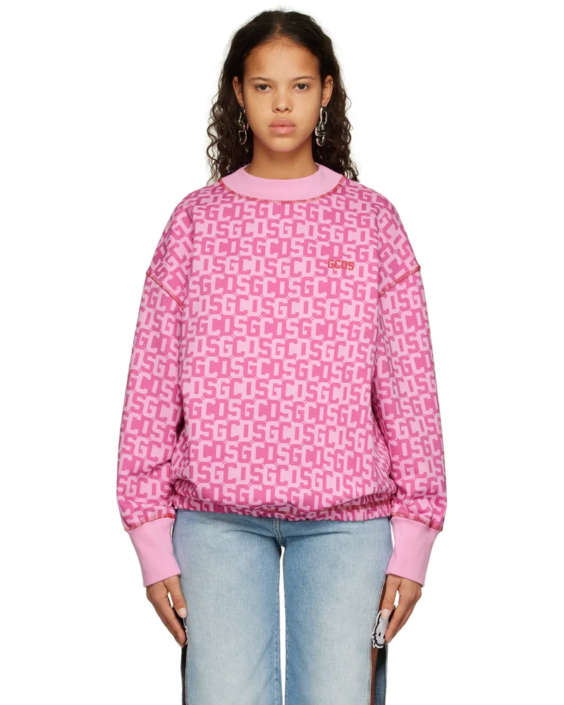 GCDS Pink Twisted Monogram Sweatshirt Pink