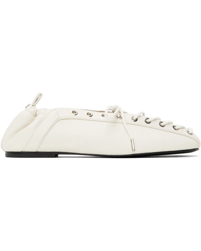 Ganni Off-White Lace-Up Ballerina Flats 135