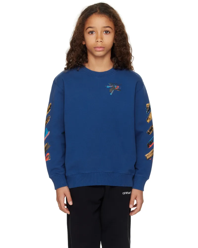 OFF-WHITE Kids Blue Paint Arrow Sweatshirt Blue