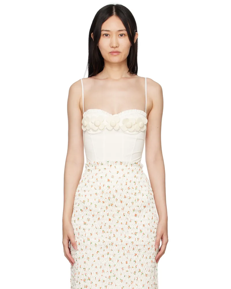 SHUSHU/TONG Off-White Flower Bodysuit Sec272wh100