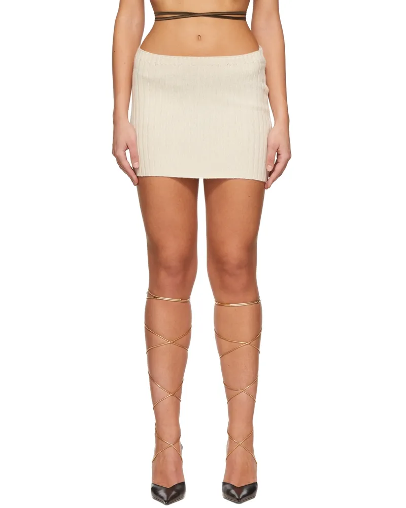 GUIZIO Off-White Wool Mini Skirt Ivory