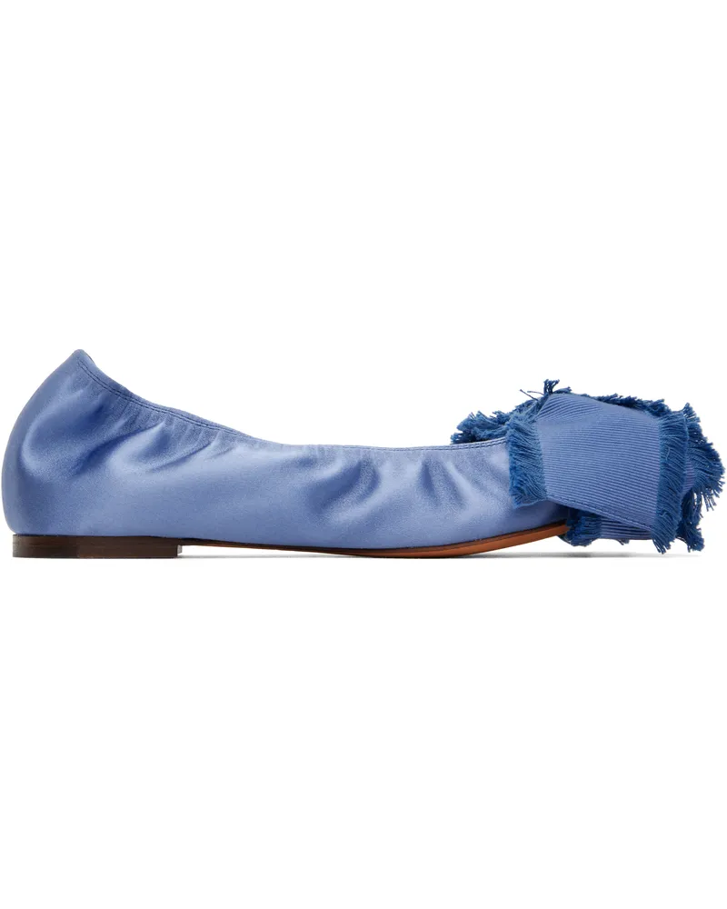 Lanvin Blue Satin Bow Ballerina Flats Lanvin