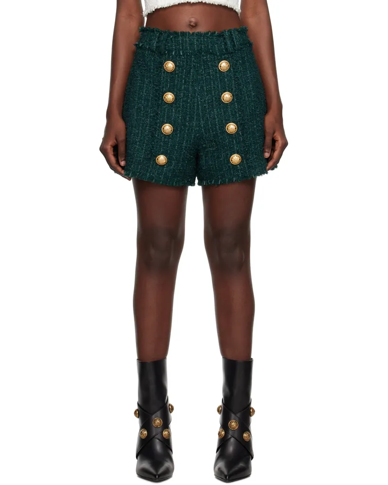 Balmain Green Fringed Shorts 7cx