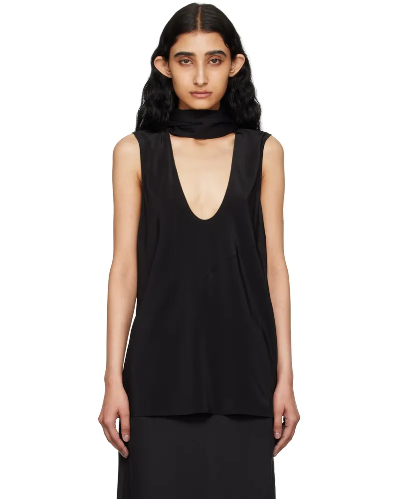 Helmut Lang Black Scarf Tank Top Black