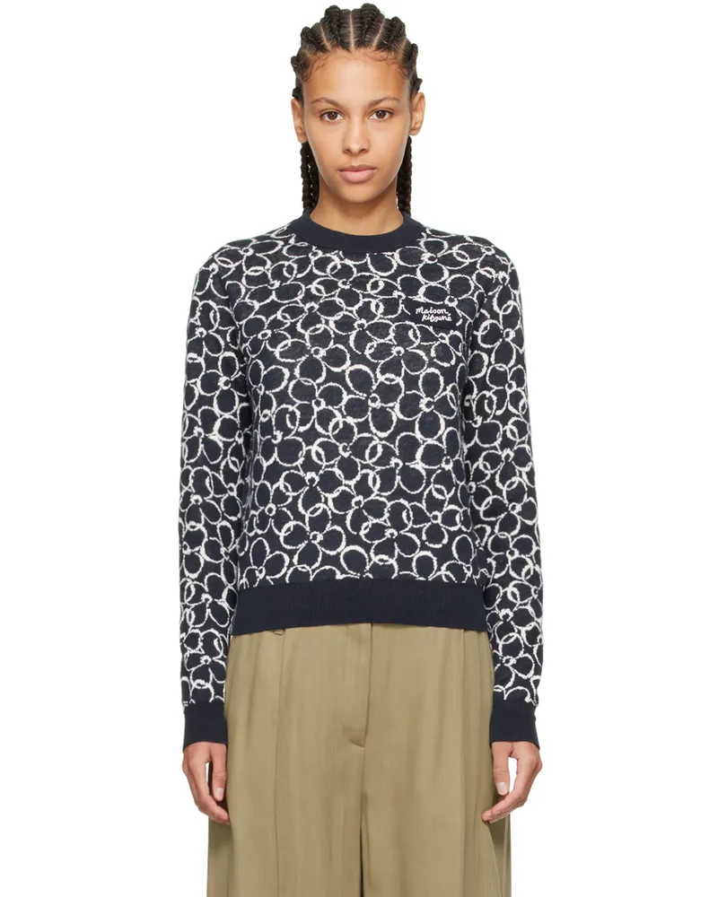 Kitsuné Navy Abstract Daisy Sweater P476
