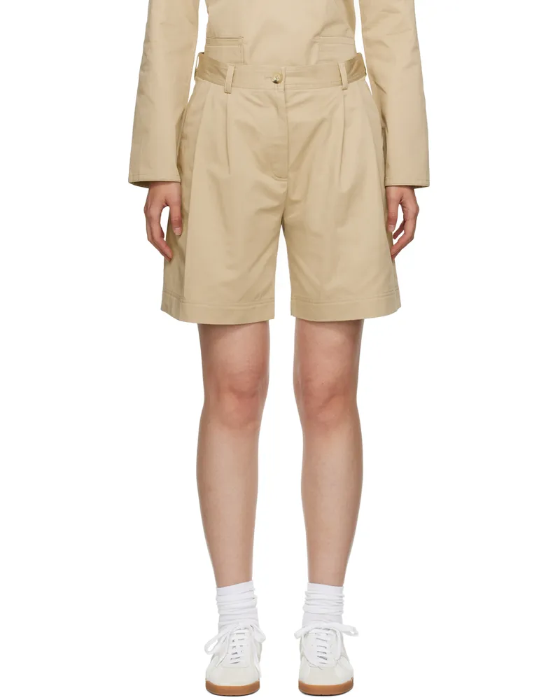 Totême Beige Pleated Shorts 809
