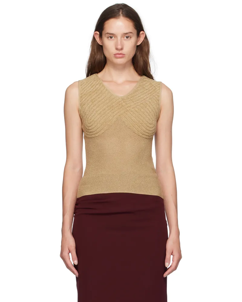 Isa Boulder Beige Sweetheart V-Neck Tank Top Sand