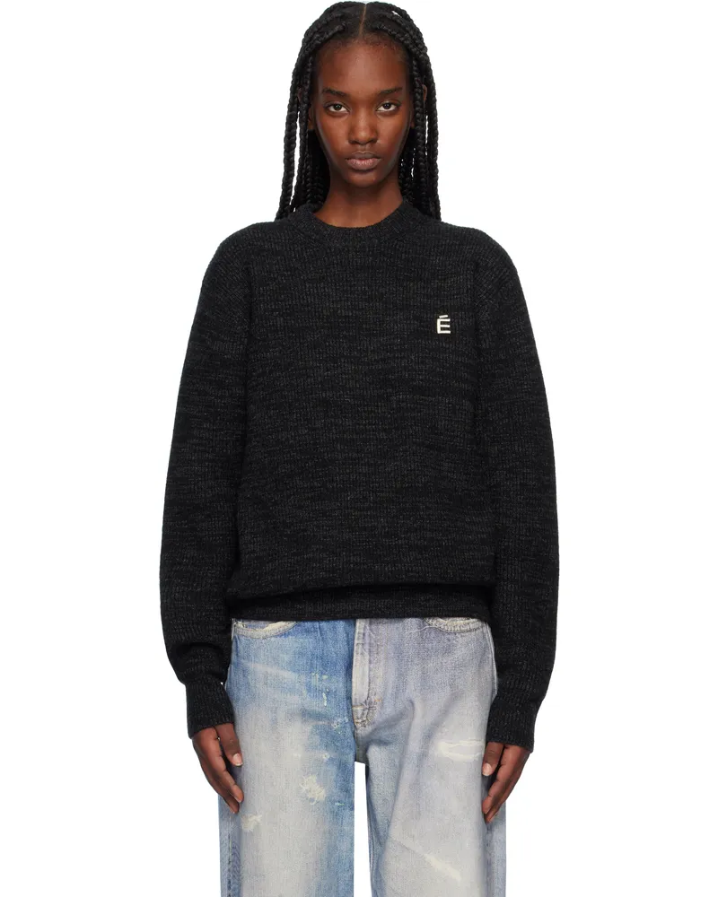 Études Studio Black Regular Round Neck Sweater Black