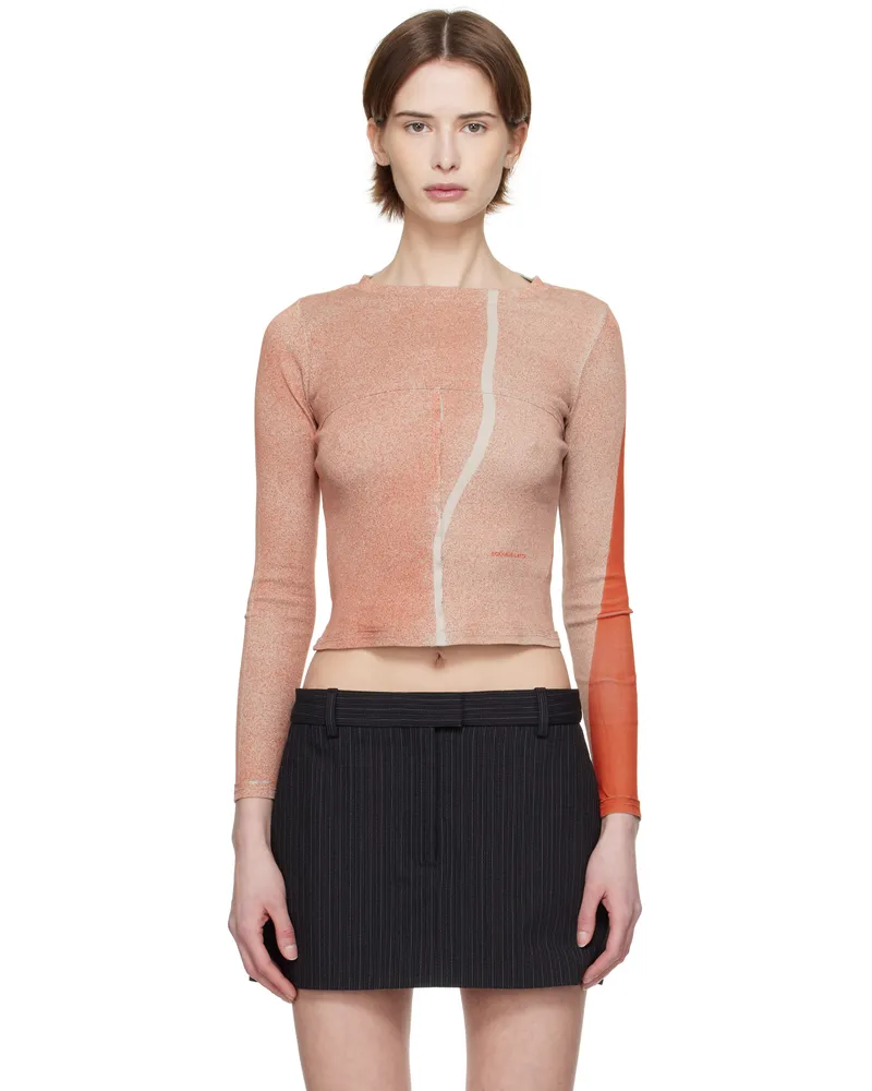 Eckhaus Latta Orange Lapped Baby Crewneck T-shirt Ember