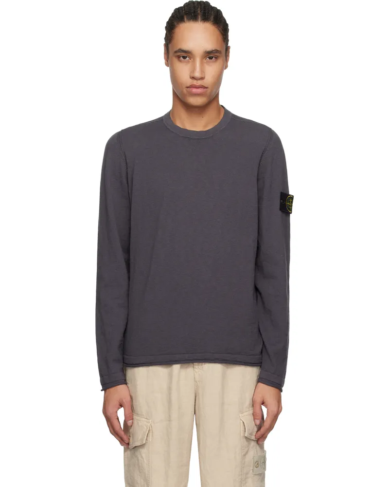 Stone Island Gray Organic Cotton & Nylon Sweater V0065