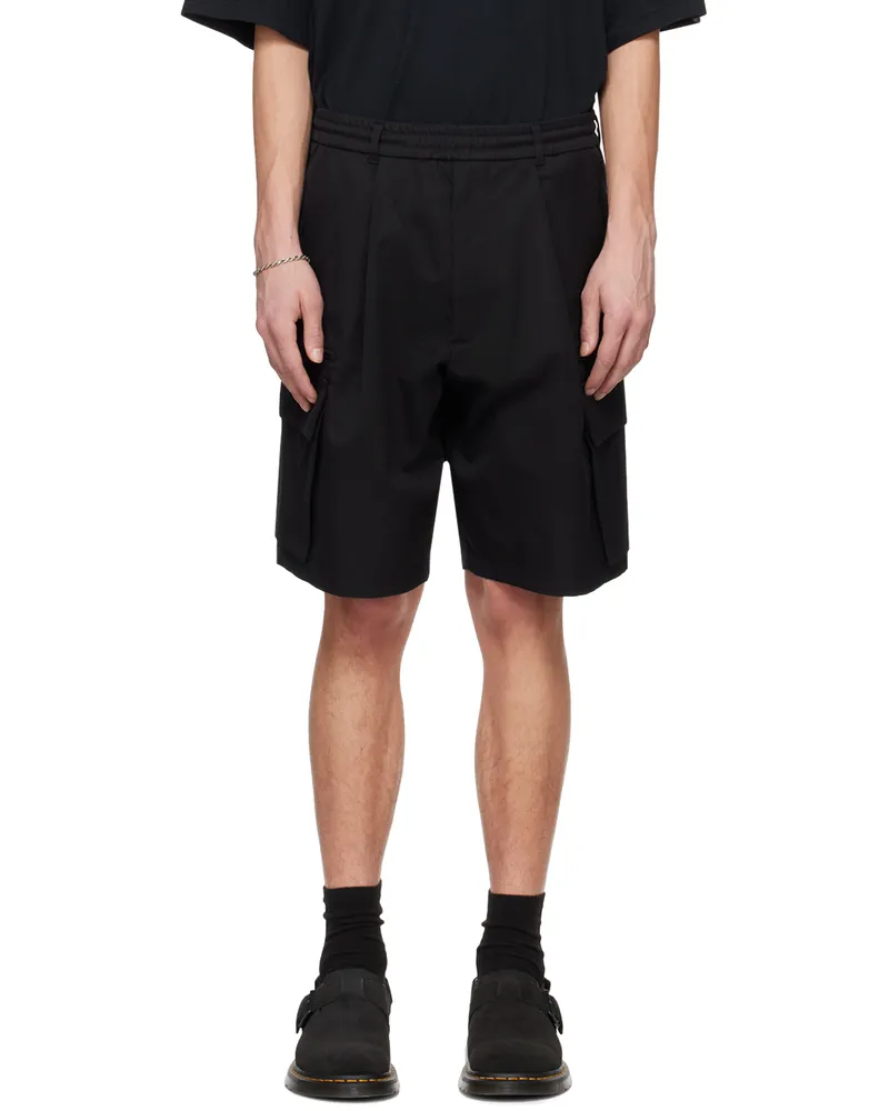 LOWNN Black Bellows Pockets Shorts Black