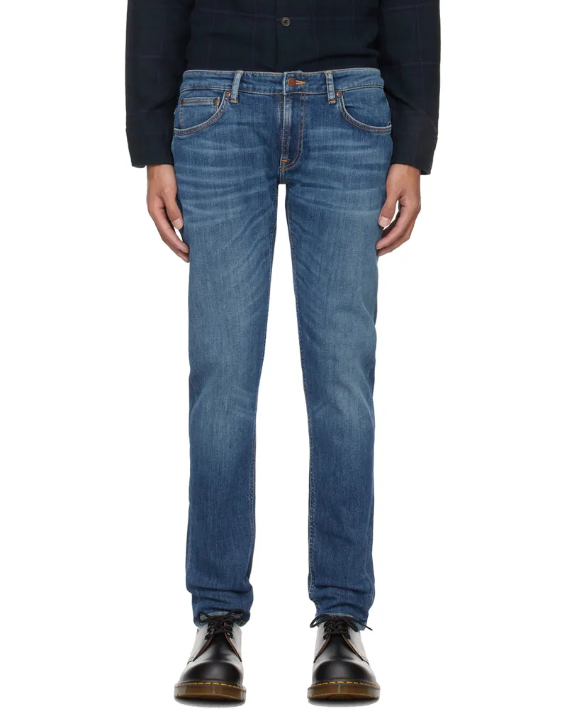 Nudie Jeans Blue Skinny Lin Jeans Dark